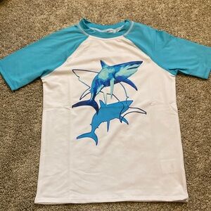Lands End Blue Shark Swim Shirt NWT
